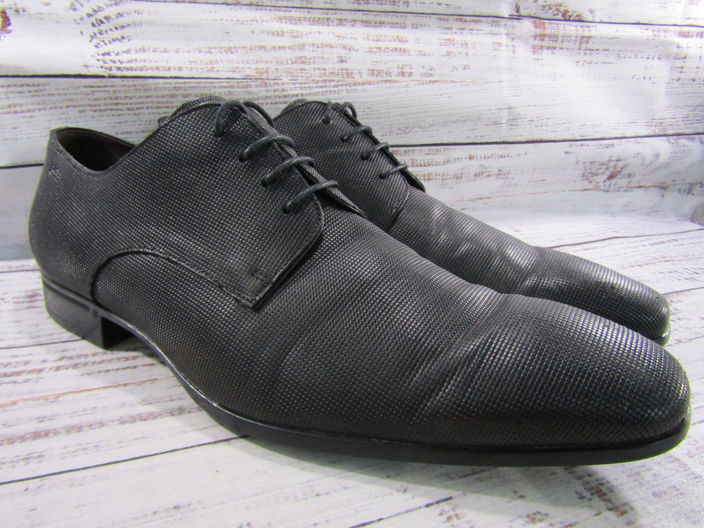 Hugo Boss Vareb Men's Textured Black Leather Oxfords Size 11