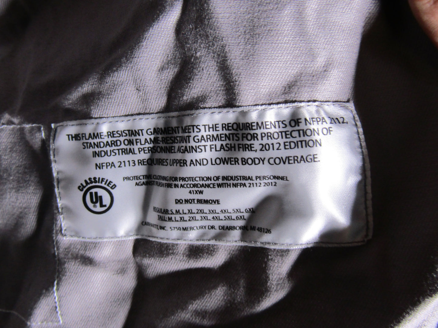 Carhartt Men's Gray Flame-Resistant Twill Shirt Size L