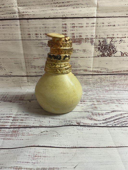 Cream Banded Neck 'Mom' Vase Signed "Silvers"