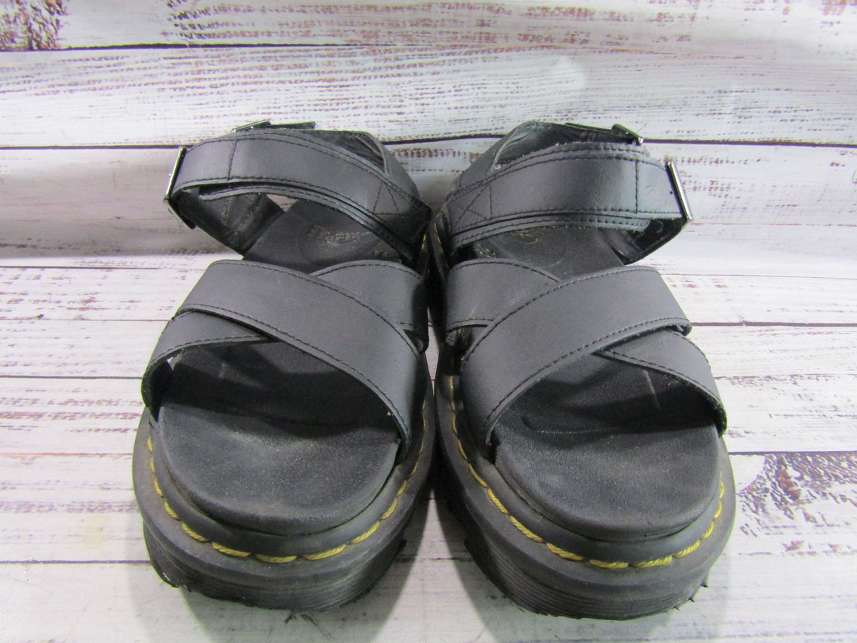 Dr. Martens Voss II Women's Black Leather Platform Sandals Size 8