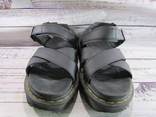 Dr. Martens Voss II Women's Black Leather Platform Sandals Size 8