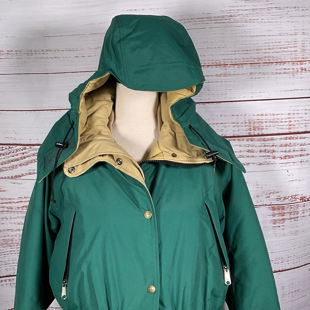 L.L. BEAN Women's Green Hooded Drawstring Waist Parka Coat- SZ S