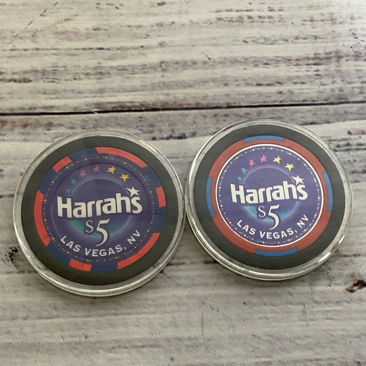 Set of 2 Las Vegas HARRAH'S Casino $5 Limited Edition Irish Poker Chips