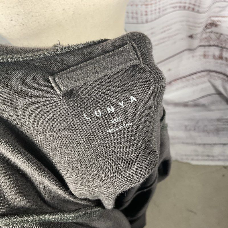 Lunya Gray Cowl Neck Long Sleeve Cotton Blend Belted Wrap Robe Cardigan sz XS/S