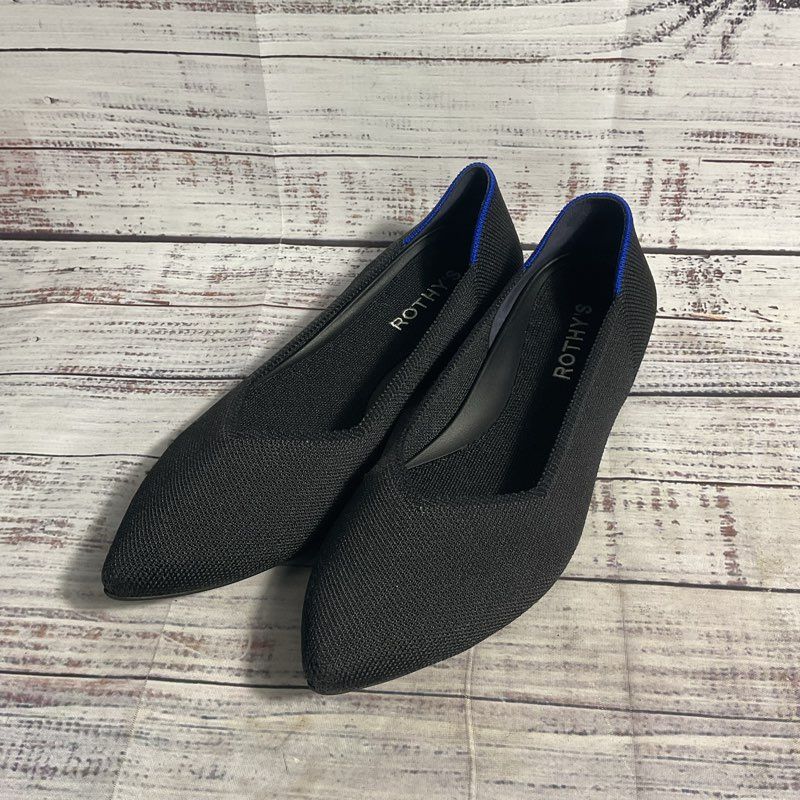 Rothy's Black Pointed Toe Slip-On Flat Slippers Women's 8
