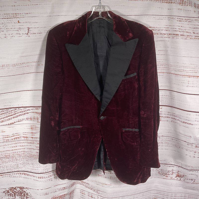 Delton Plum Purple Velvet Peak Lapel Tuxedo Blazer Jacket - Size in Description