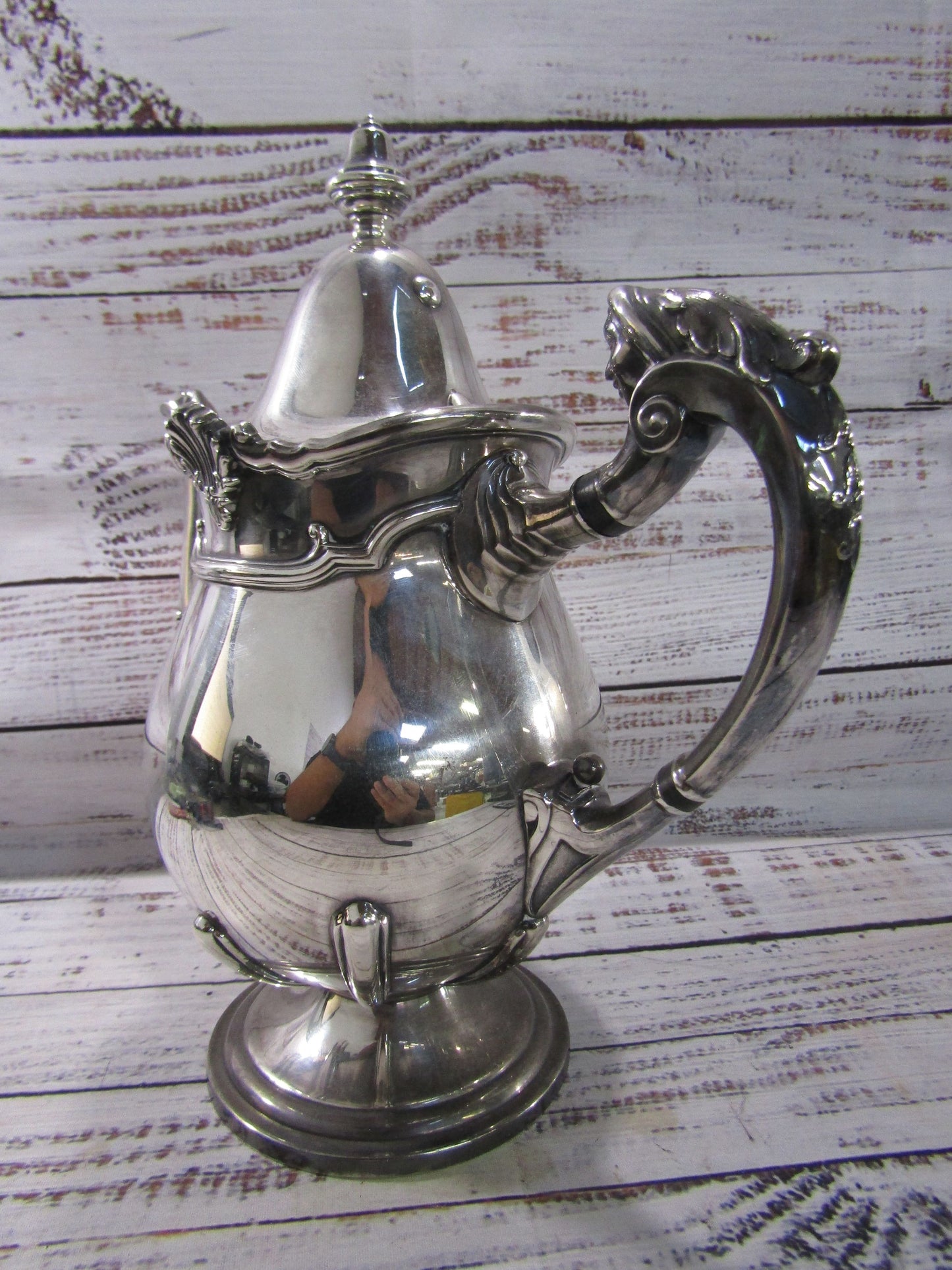 Reed & Barton Baronial Ornate Electroplated Nickel Silver Coffee Pot