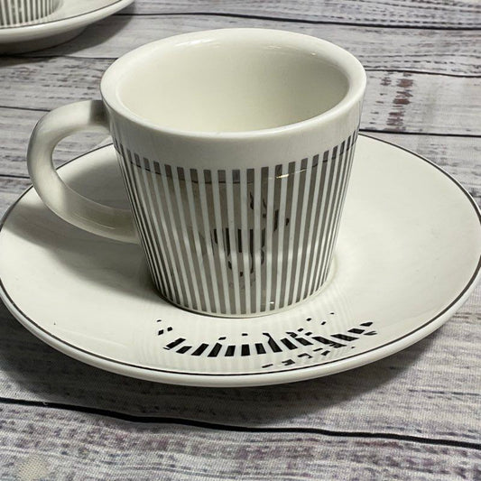 Set Of 2 Baroflane Anamorphic Deer Mirror Reflection Espresso Cups & Saucers