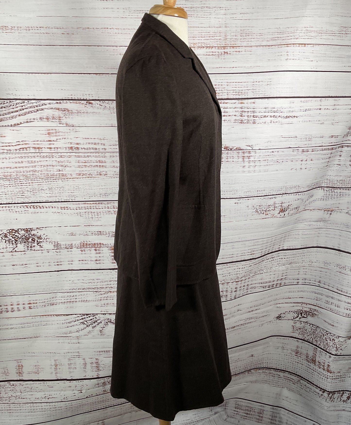 Jil Sander Vintage Wool Snap Button Skirt Suit Set Brown 42 Euro 14 US