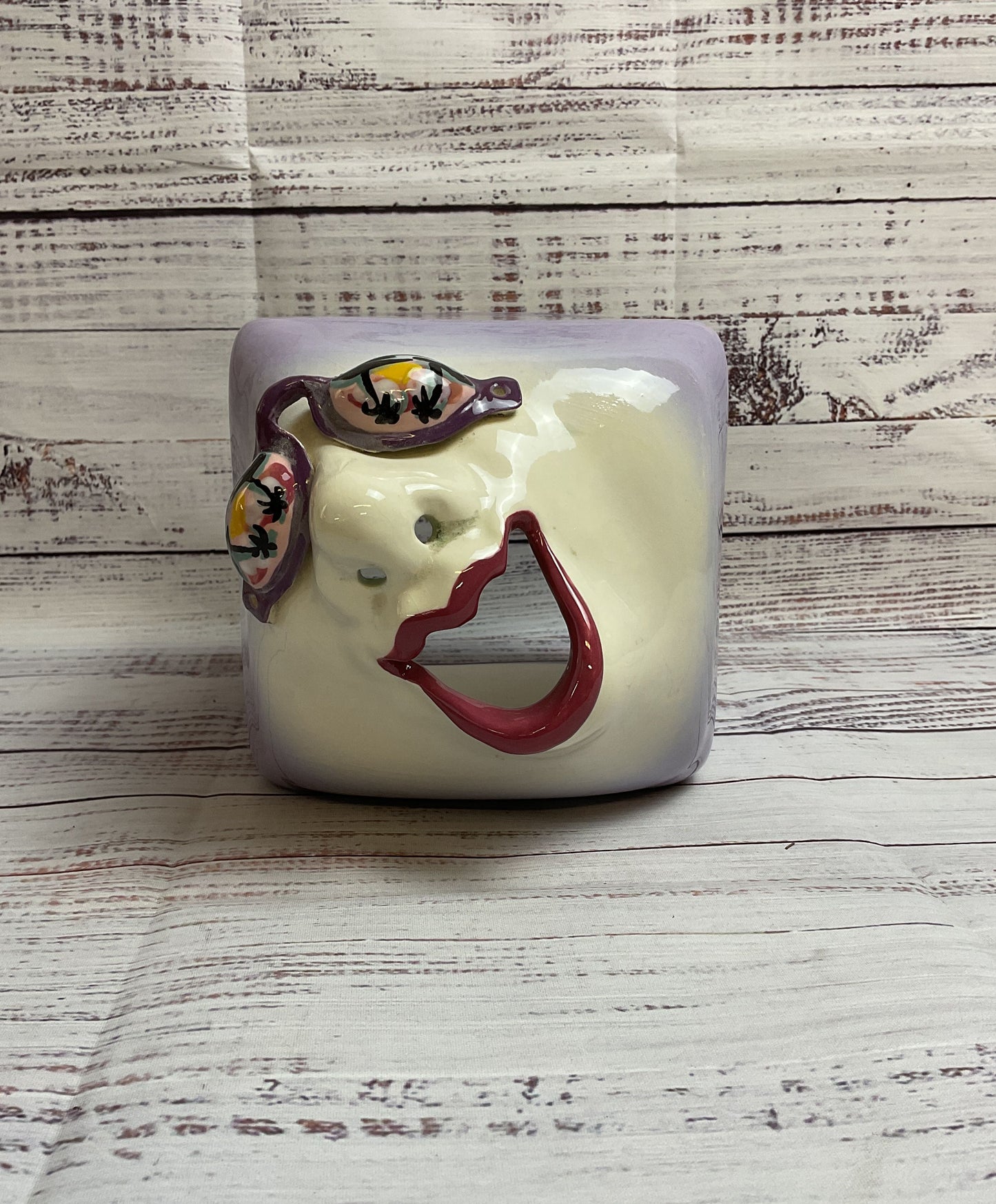 RARE Anita Harris English Art Pottery Purple Tissue Box Face