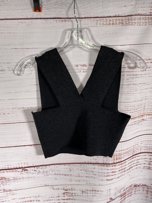 A.L.C. Women's Black Rayon Metallic Cropped Top Size XS