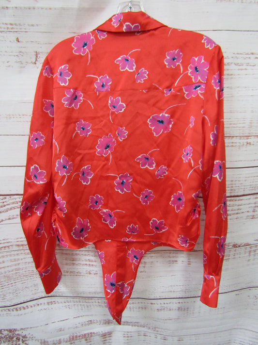 Sanctuary Lover Tie Women's Red Floral Button Down Blouse Size S