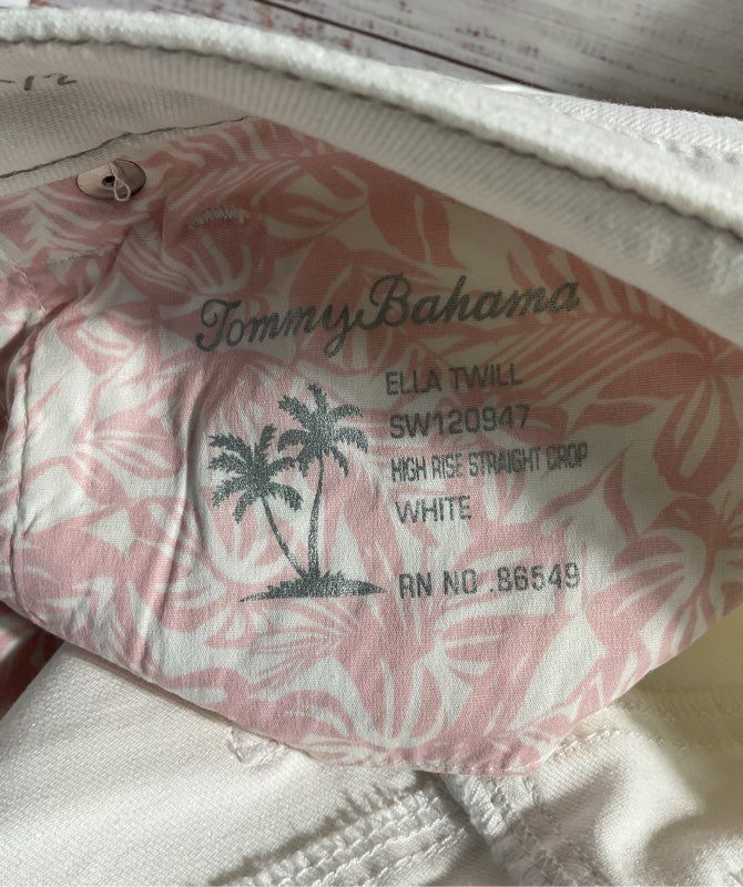 NWT Tommy Bahama Denim Ella Twill High Rise Straight Crop White Jeans 6/ 25.5