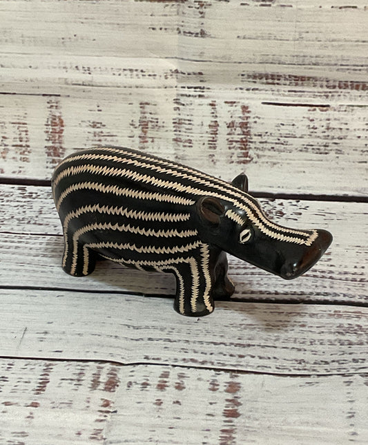 Vintage Soapstone Hand Carved Hippo Figurine