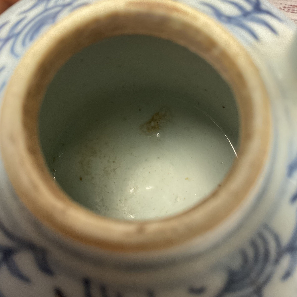 Chinese Blue White Lotus Flower Design Ceramic Porcelain Tea Pot 5"x3"x5.5"