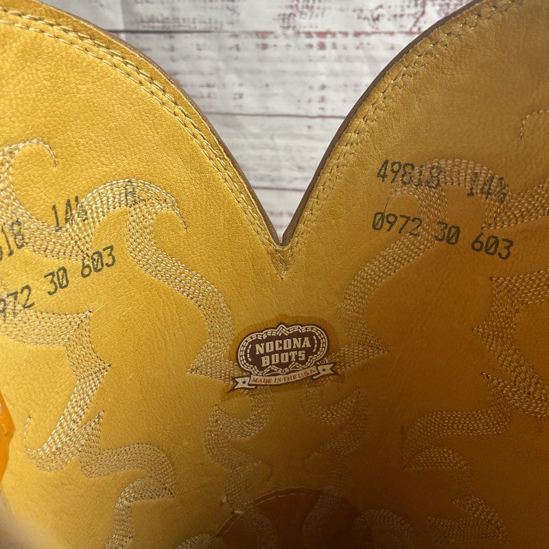 Nocona Buttercup Yellow Ostrich Leather Western Cowboy Boot Men's Size 14.5