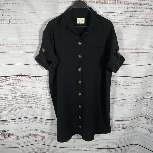 Sezane Black Short Sleeve Sadie Button Up Dress - Size S