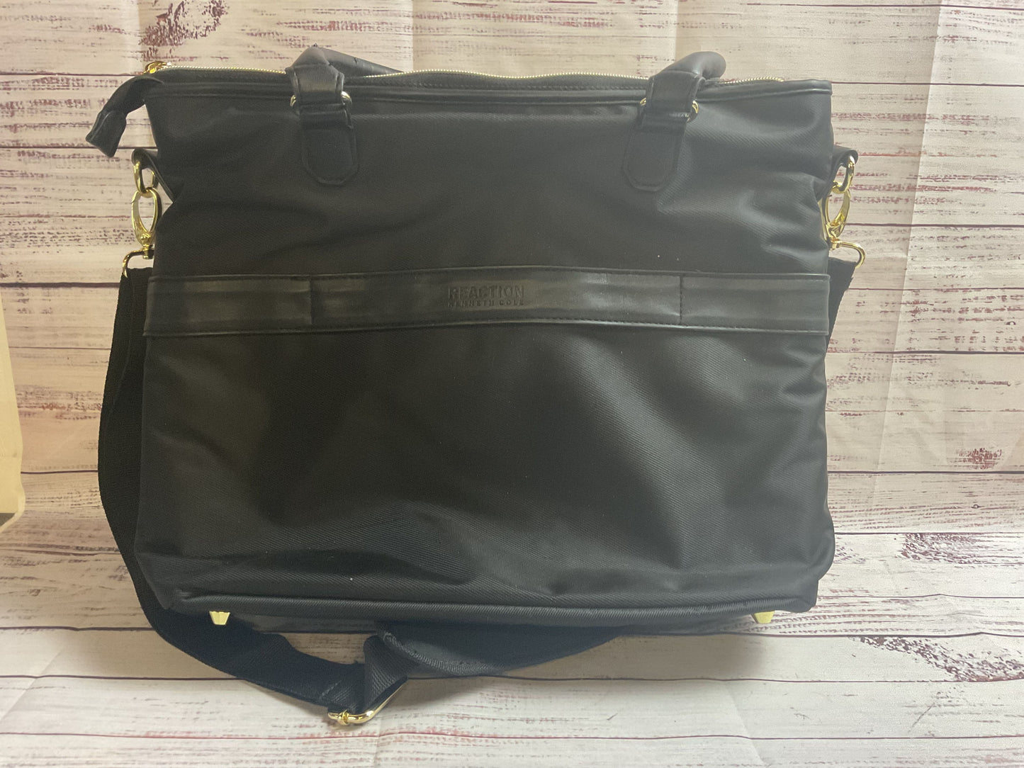Reaction Kenneth Cole Black and Gold Tote Laptop Bag