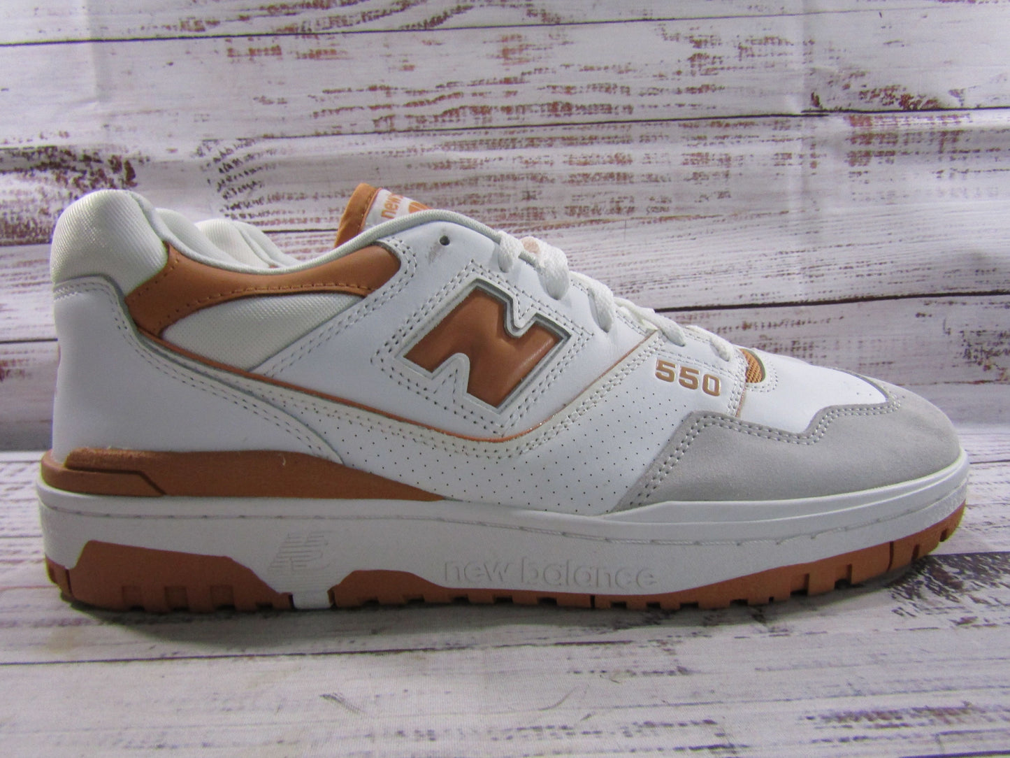 New Balance 550 Men's Burnt Orange White Leather Sneakers Size 13 BB550LSC