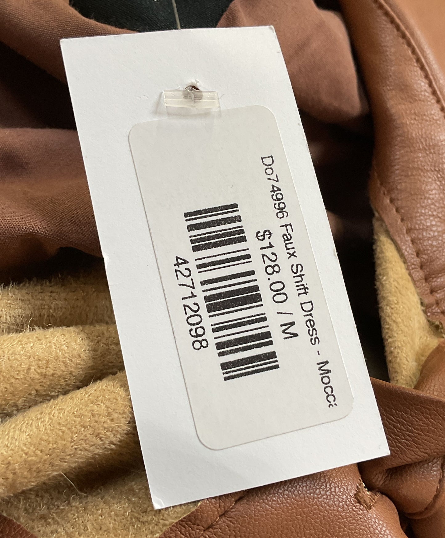 Dolce Cabo Faux Leather Dress Puff Sleeves Brown M