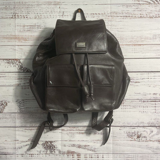 VTG. Perlina Dark Brown Leather Drawstring Rucksack Backpack