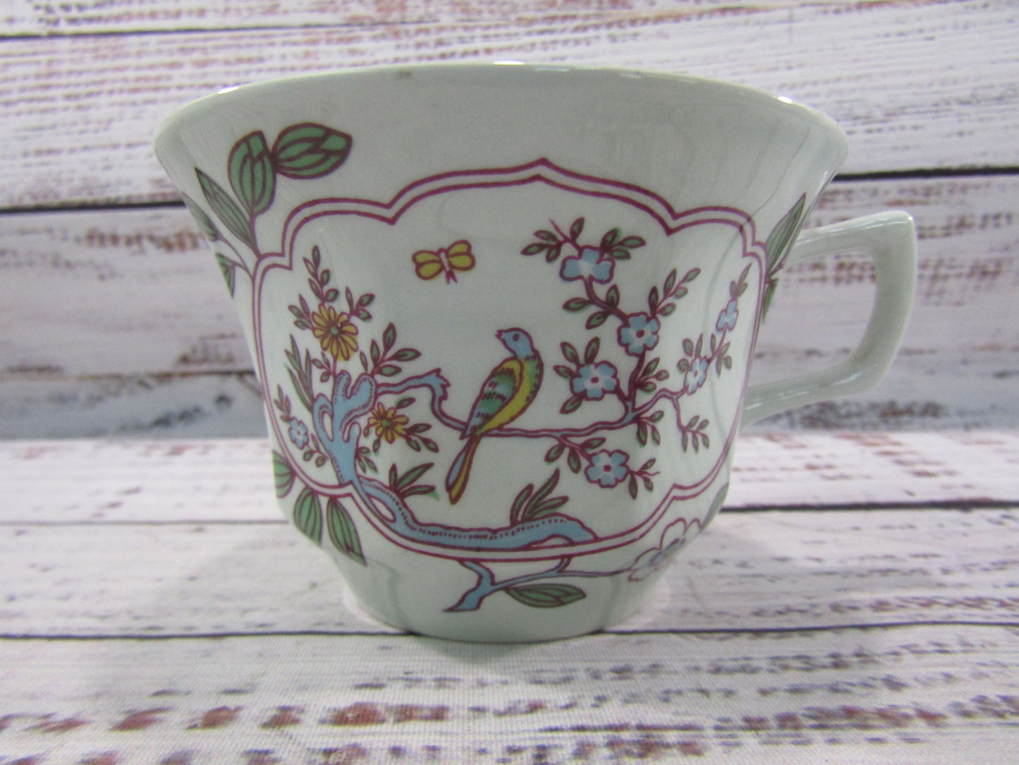 Adams Singapore Bird Floral Bird Ironstone 5 Teacups & 1 Saucer Made in England