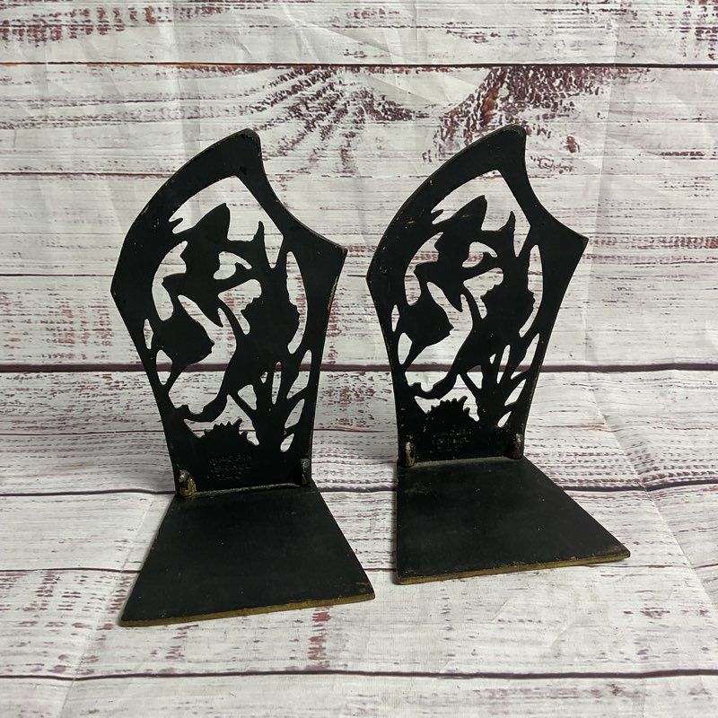 Brass & Enamel Fish Swimming 6" Bookend Set Made In Israel