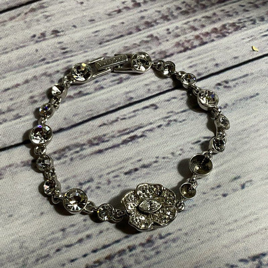 GIVENCHY Silver Tone & Rhinestone Tennis Bracelet- 7" (MISSING 2 STONES)