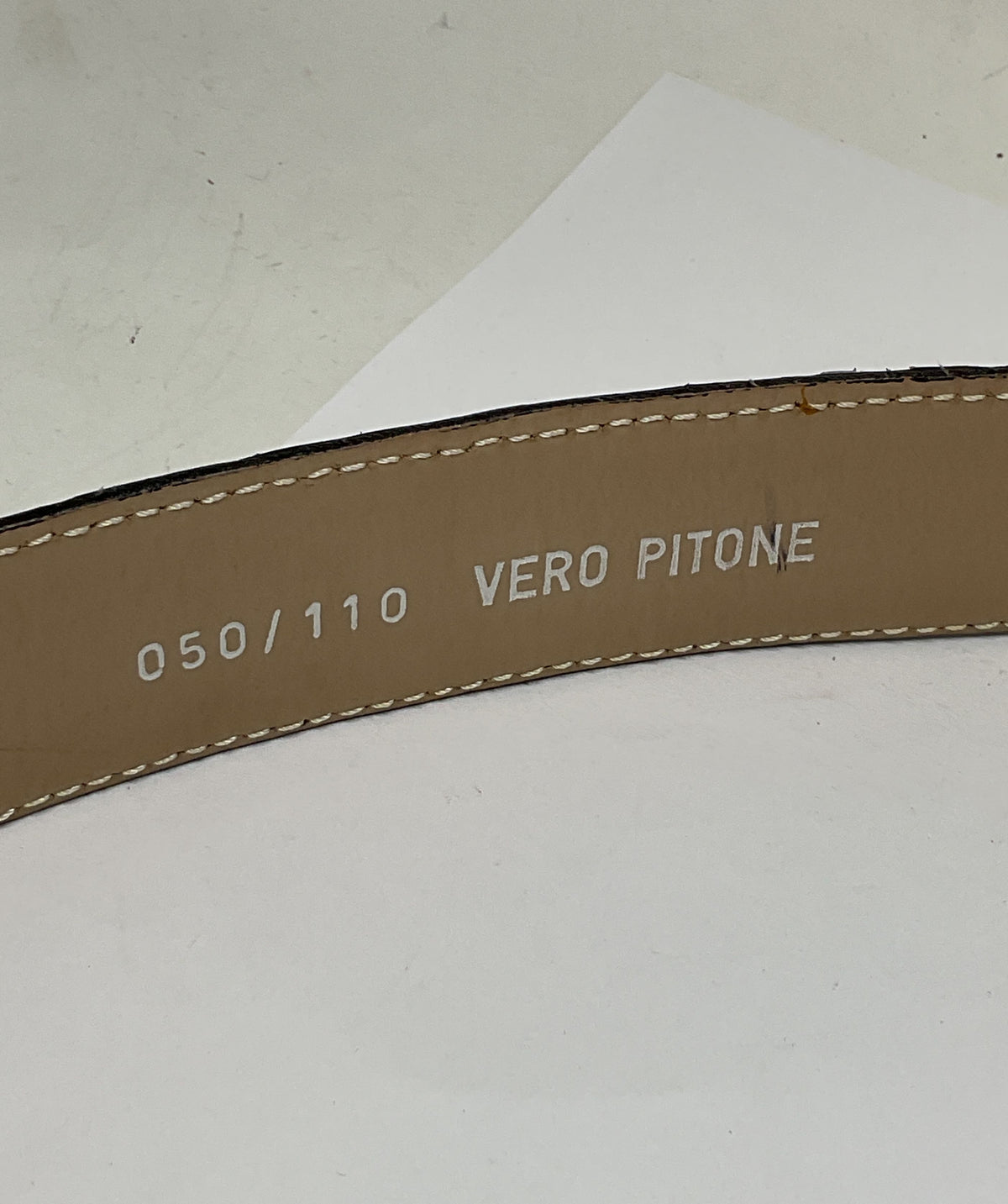 Vero Pitone Italy Beige Embossed Leather Belt