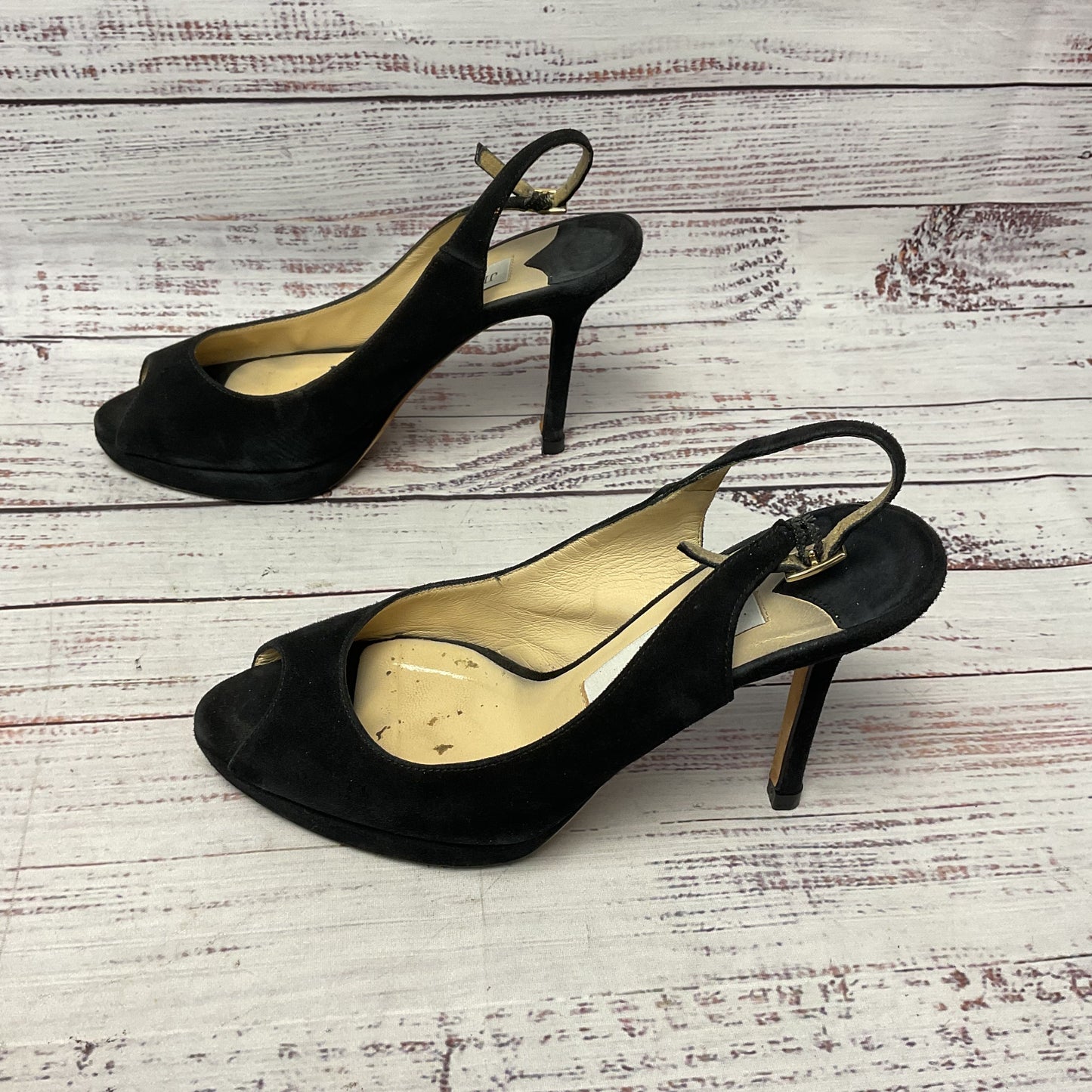 Jimmy Choo Black Suede Slingback Heel Women Size 4.5