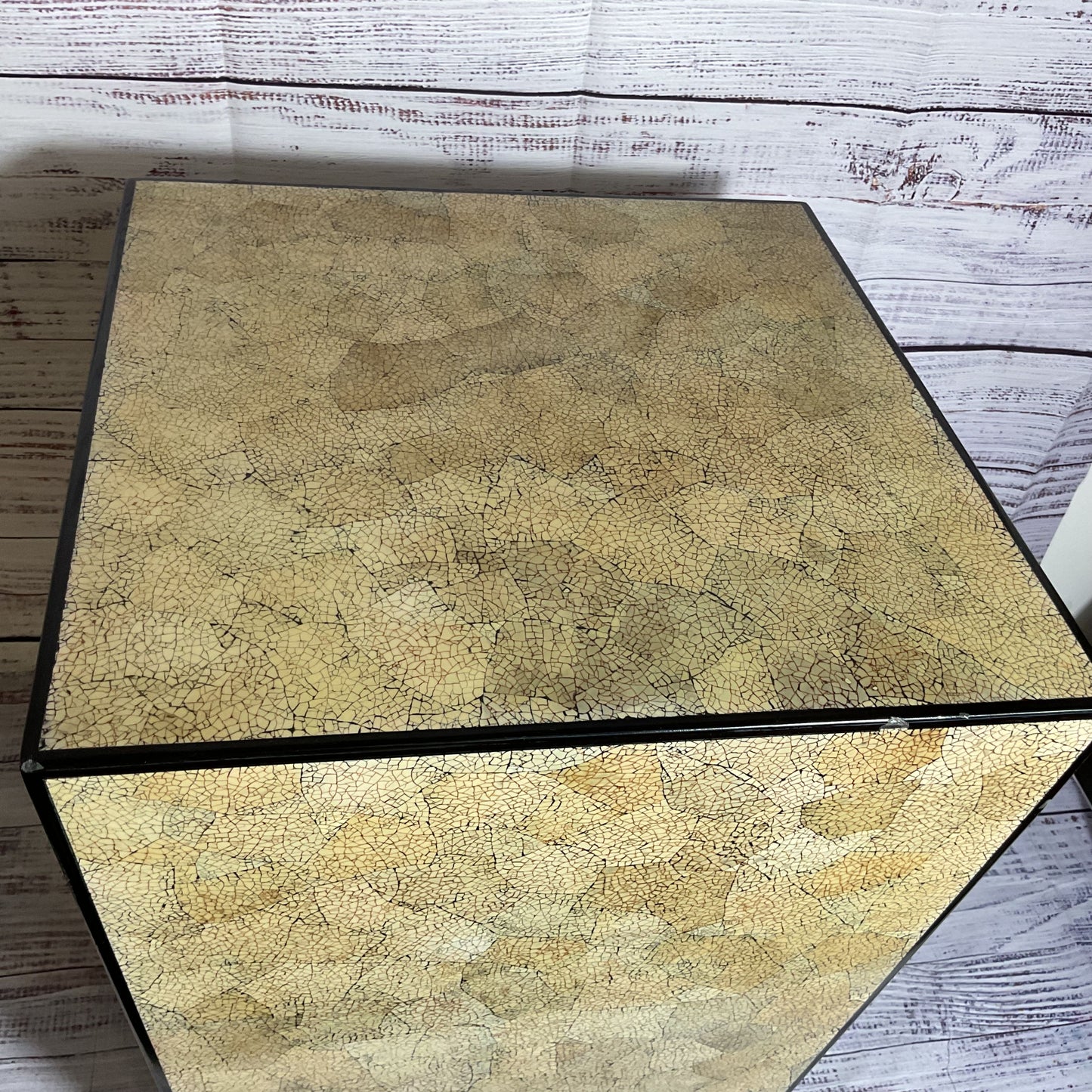 VINTAGE Coquille d'Oeuf Eggshell Lacquer Side Table- 17" x 13" x 13"