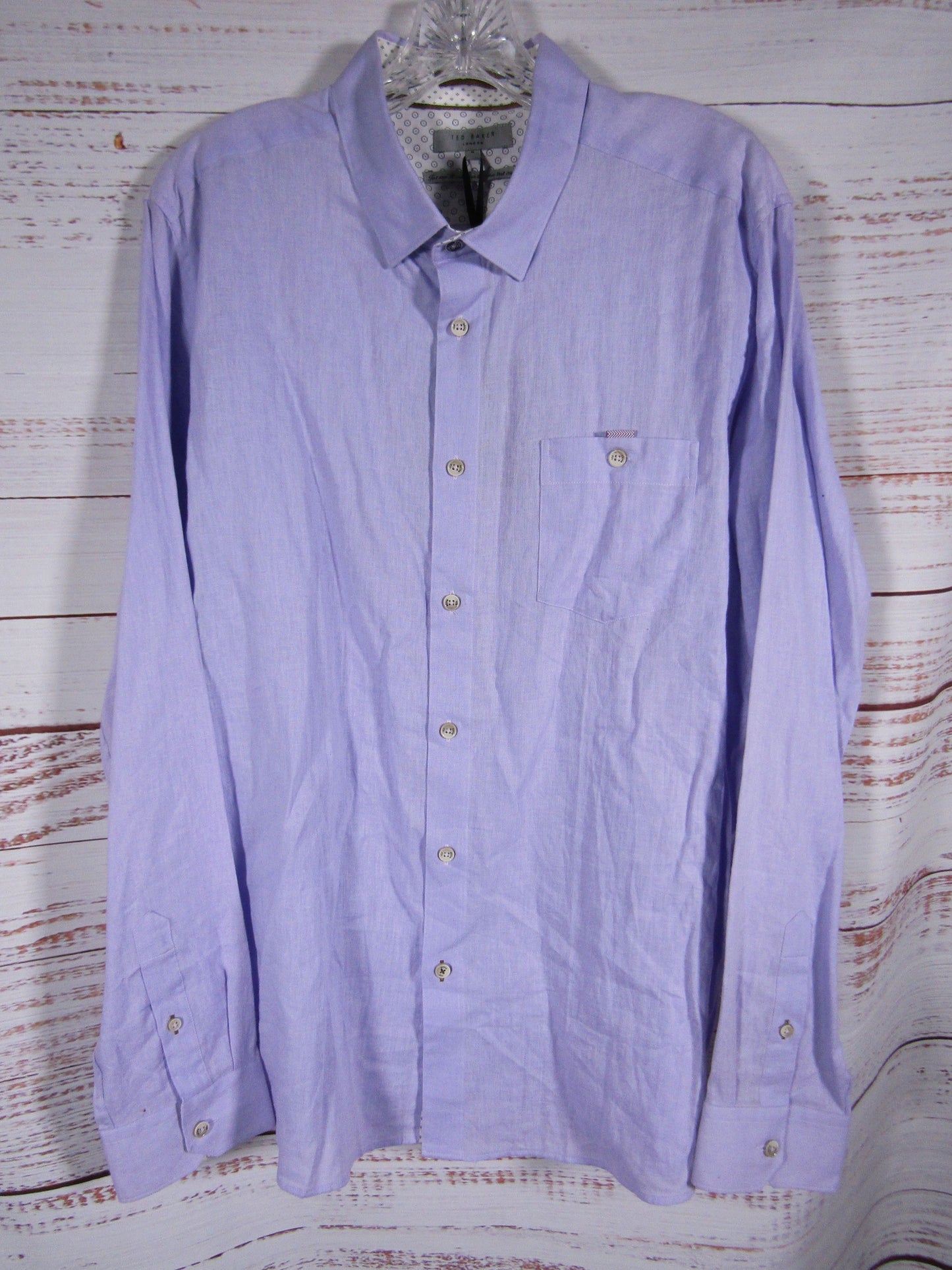 Ted Baker Men's Purple Linen Blend Long Sleeve Button Down Shirt Size XXL