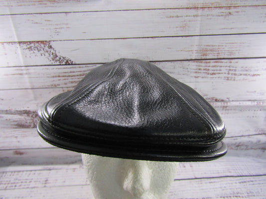 Goorin Bros Chandler Fields Men's Black Leather Newsboy Cabbie Flat Cap