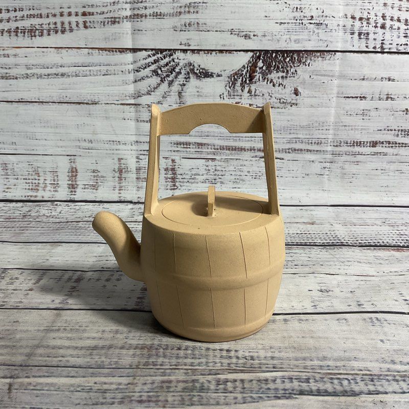 Chinese Yixing Zisha Tan Clay Mini 5" Barrel Tea Pot