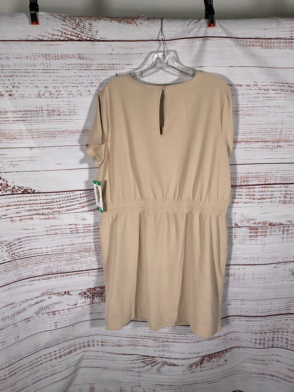 NWT 32 Degrees Cool Moonlight Dress Beige Elastic Tight Waist Size XL Women's