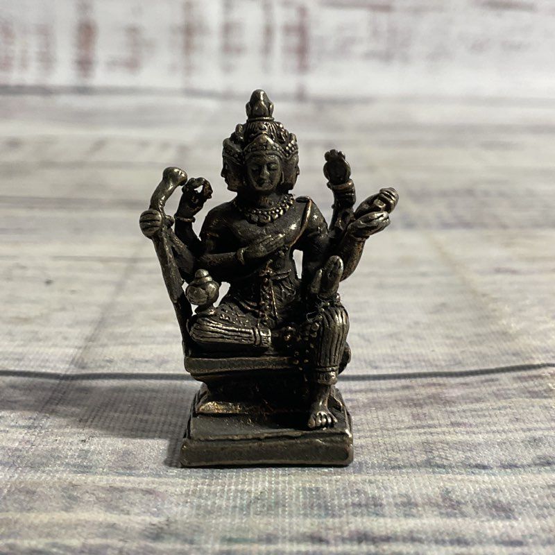 Vintage Bronze Lord Brama Four Faced 1.5" Tibetan Buddhist Mini Idol