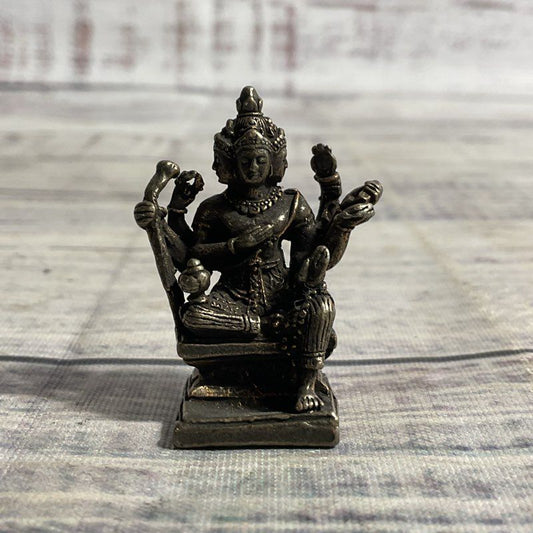 Vintage Bronze Lord Brama Four Faced 1.5" Tibetan Buddhist Mini Idol