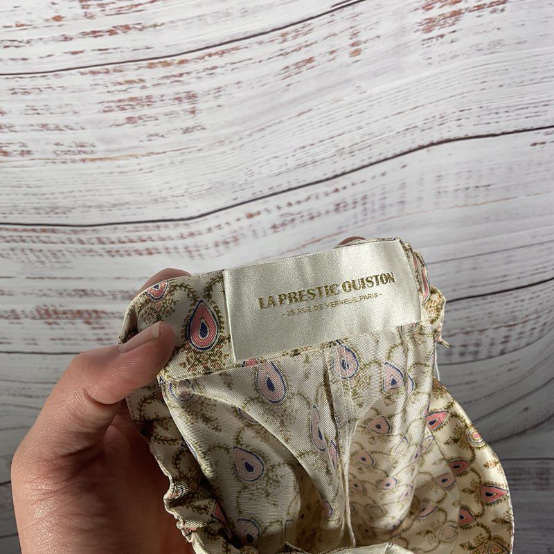 La Prestic Ouistan Bird Patterned Silk Wide Leg Lounge Pants - Size 0