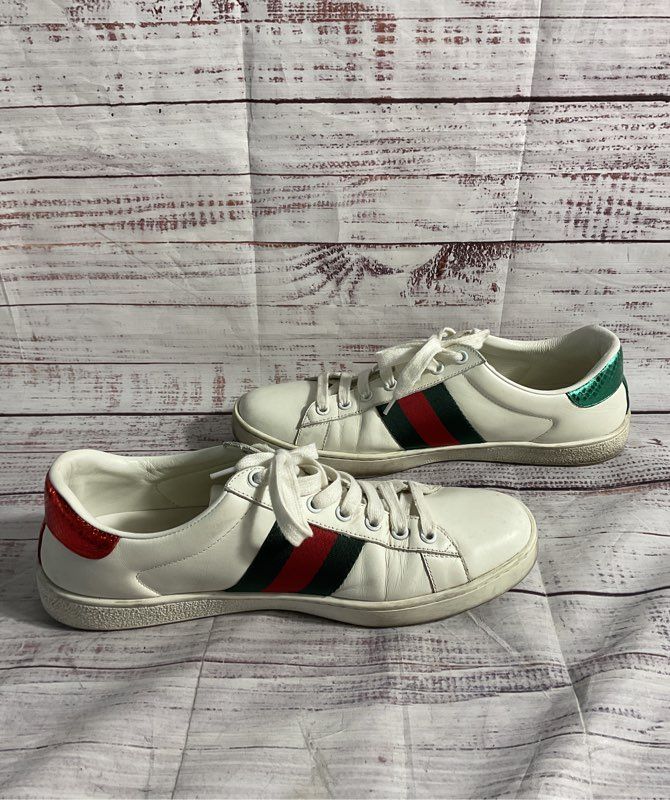 Gucci GG ACE 429446 Men's Sneakers White Leather Size 11 US/44.5 Bee Embroidered