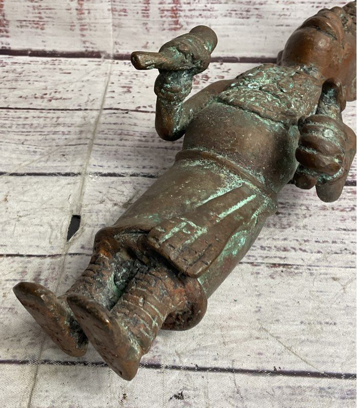 Vintage African Benin Nigerian Style 11" Sculptural Figurine Bronzed