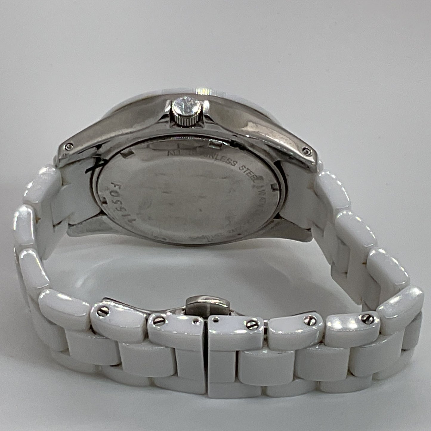FOSSIL CE1002 White Ceramic Women's Watch (NEEDS BATTERY)