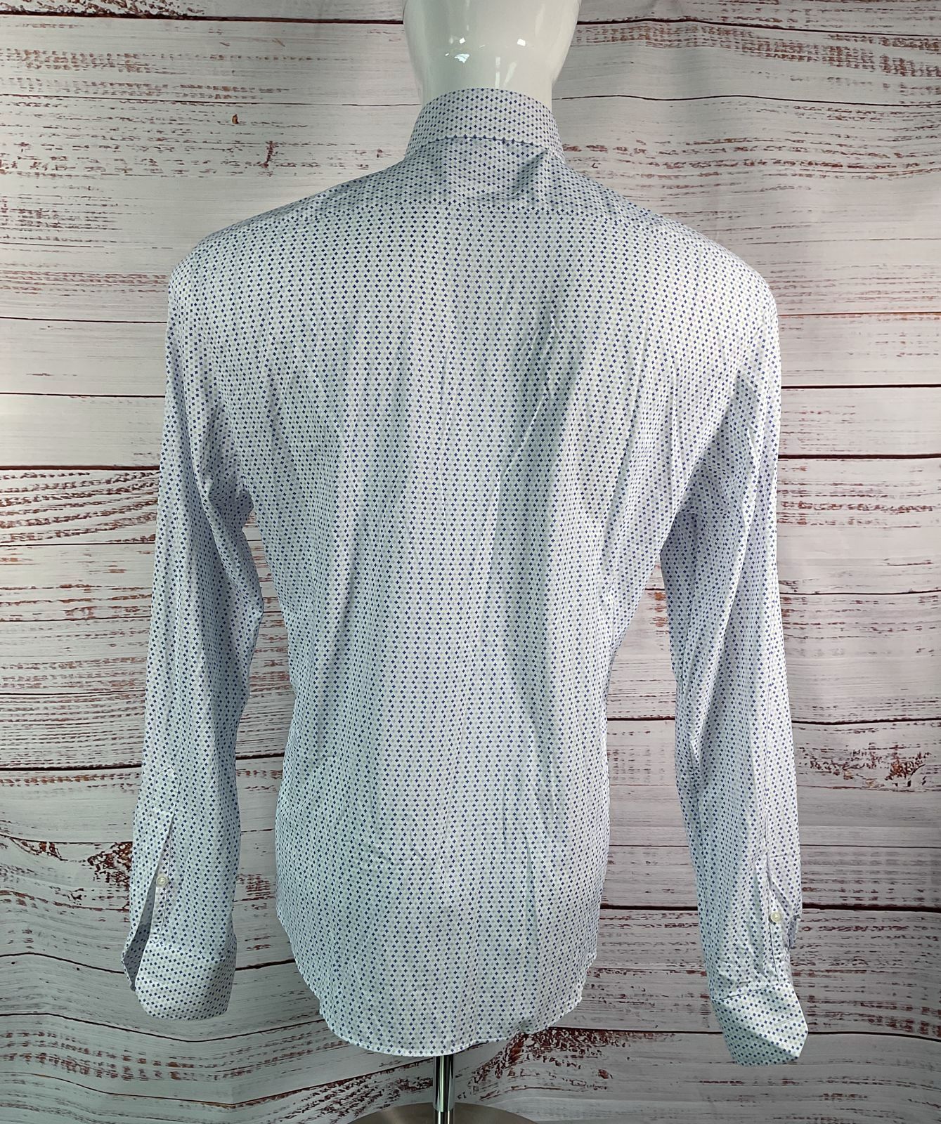 Liberty Shirt Co Geometric Floral Patterned Shirt Blue