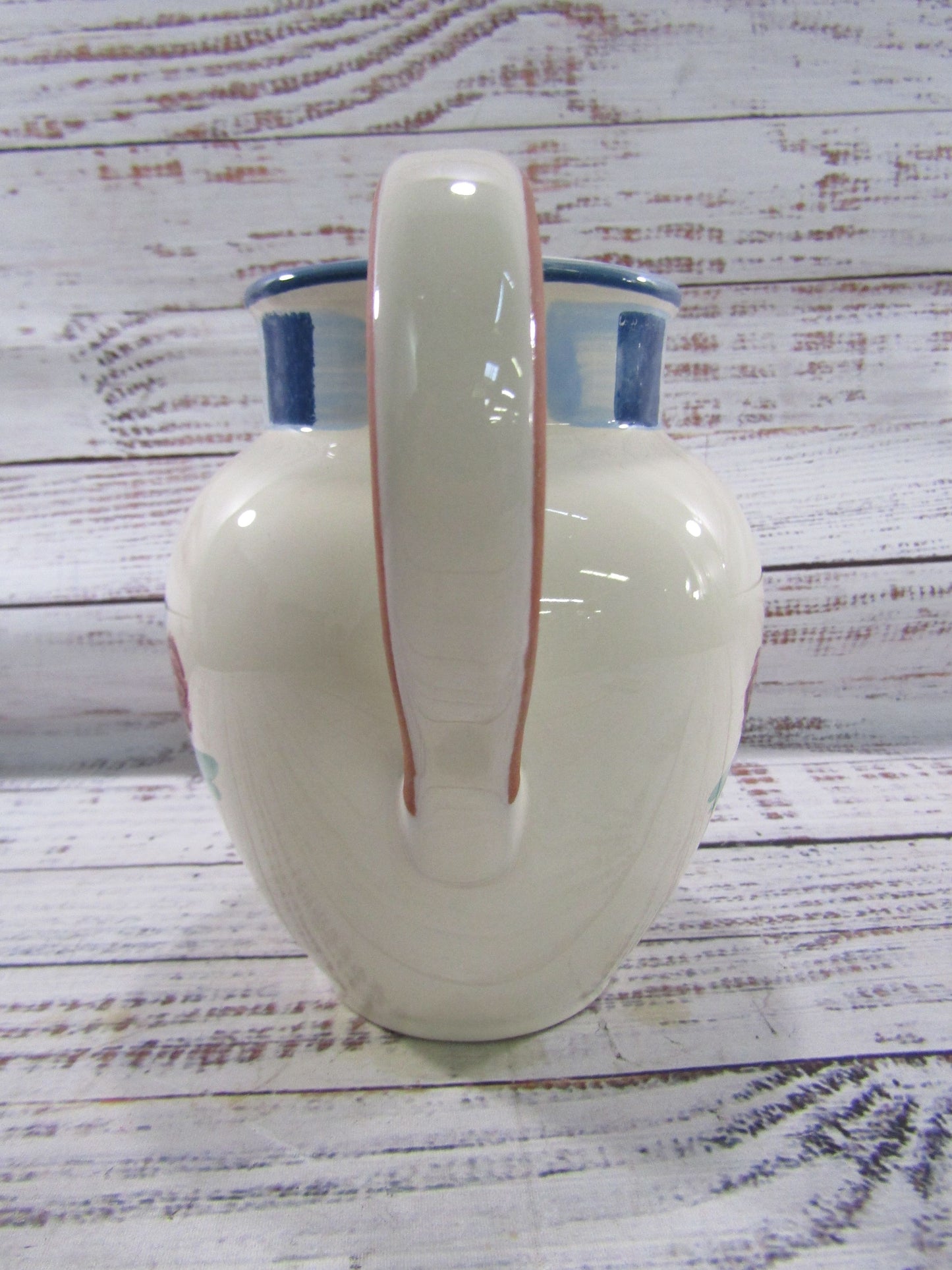 Lenox Poppies On Blue Terra Cotta Ceramic 32oz Pitcher