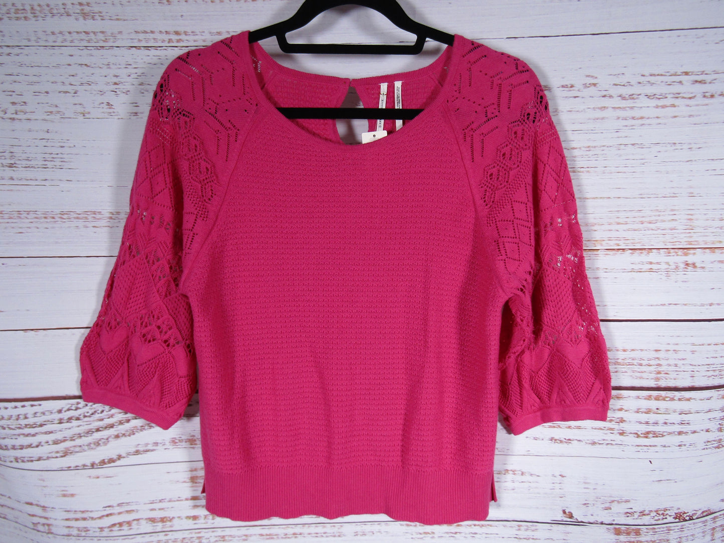 by Anthropologie Martina Women's Pink Pointelle Pullover Sweater Size XS