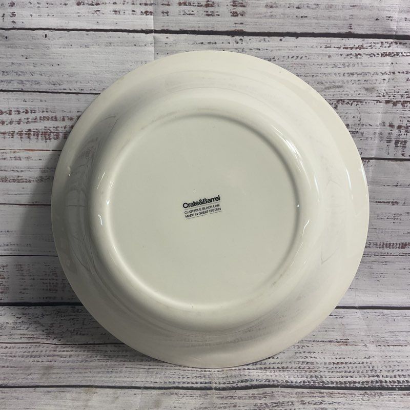 Crate & Barrel Classique Black Line 10" Ceramic Serving Bowl