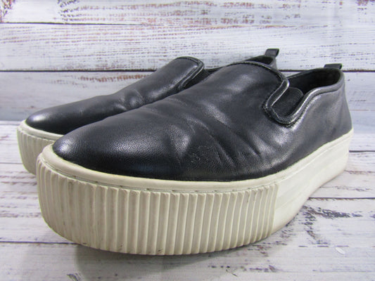 Halogen Baylee Women's Black Leather Slip-On Platform Shoes Size 8.5