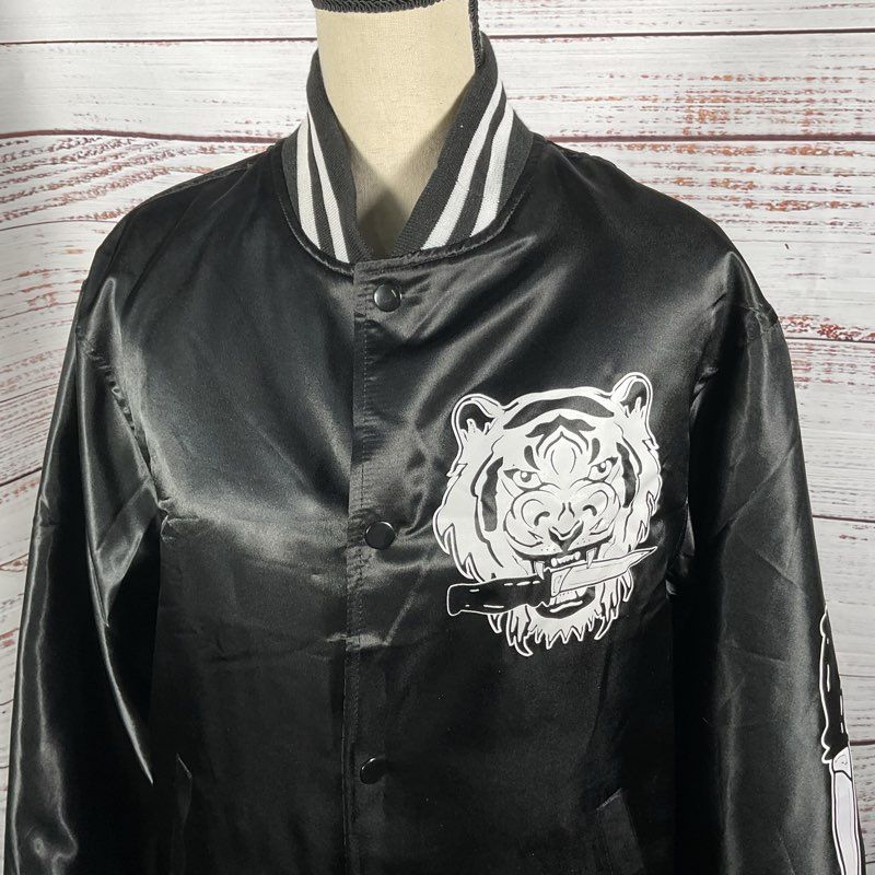 Chi Flo X Matt & Kim Black Nightmare Tiger Limited Edition Bomber Jacket Size M