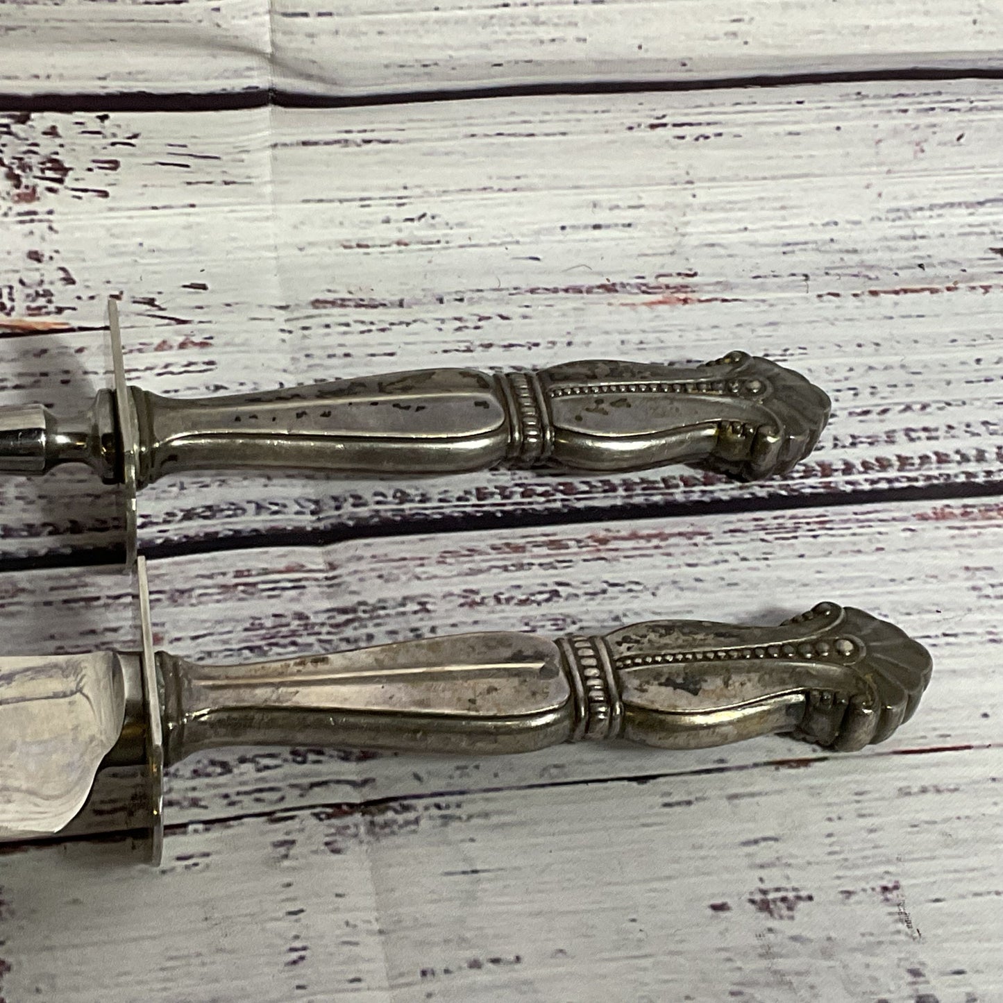 VTG./ANTIQUE AMSTON SILVER CO. Sterling Carving Fork & Knife Set