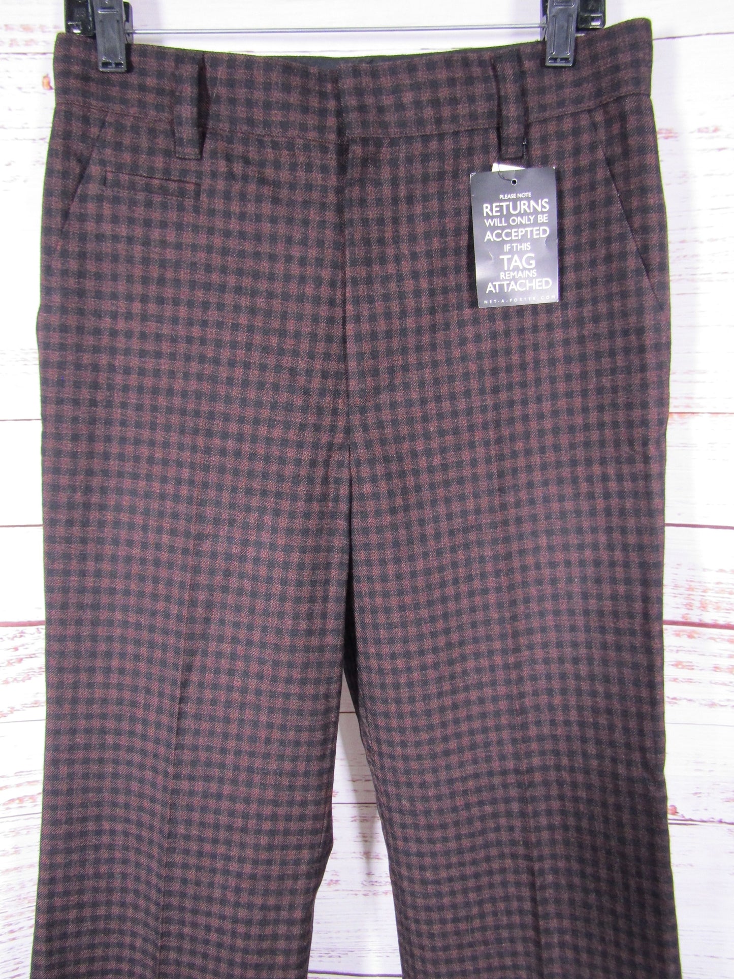 Marc Jacobs Women's Brown Wool Gingham Trouser Pants Size 4 Made in The U.S.A.