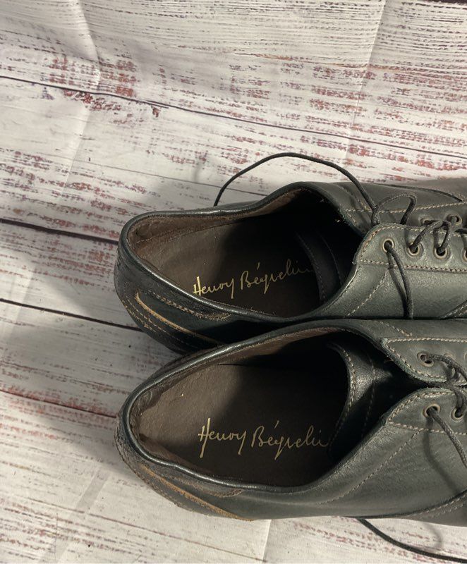 Henry Beguelin Light Black Leather Lace Up Shoes Size 43 EU 10 US